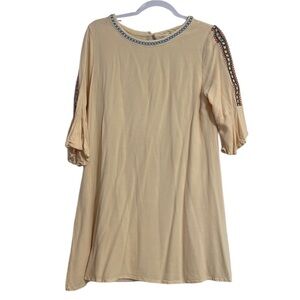 Entro Ladies Shirt or Dress Size Small Cream Color with Neck and Sleeve Detail